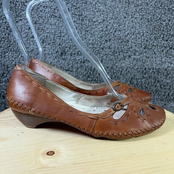 Pikolinos Jerez Loafer Womens Size 9 Brown Leather Wedge Heel Slip On Shoe Spain - Picture 3 of 9